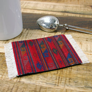 Deep Red Zapotec CoasterRug Set